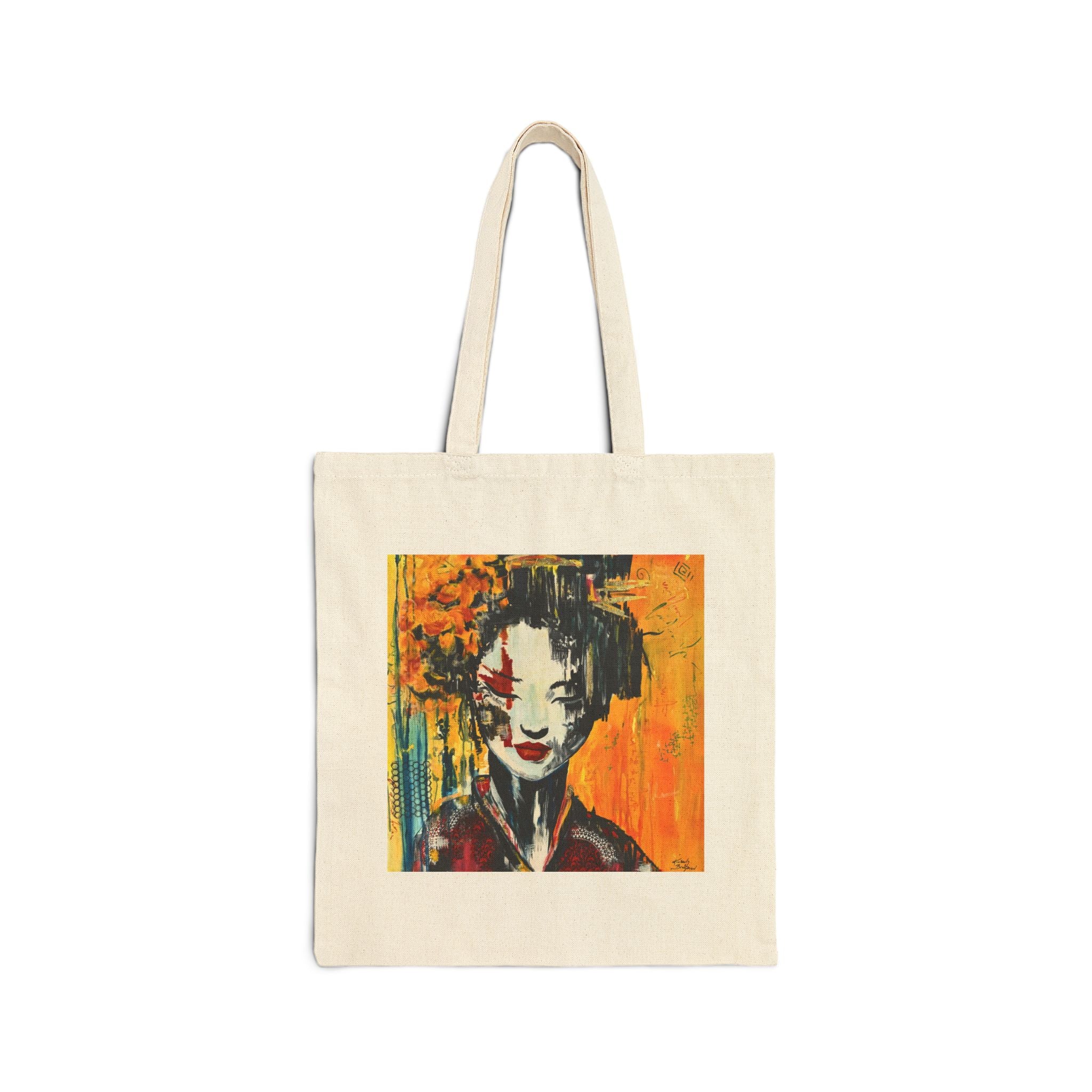 "Red Geisha" Art Cotton Canvas Tote Bag