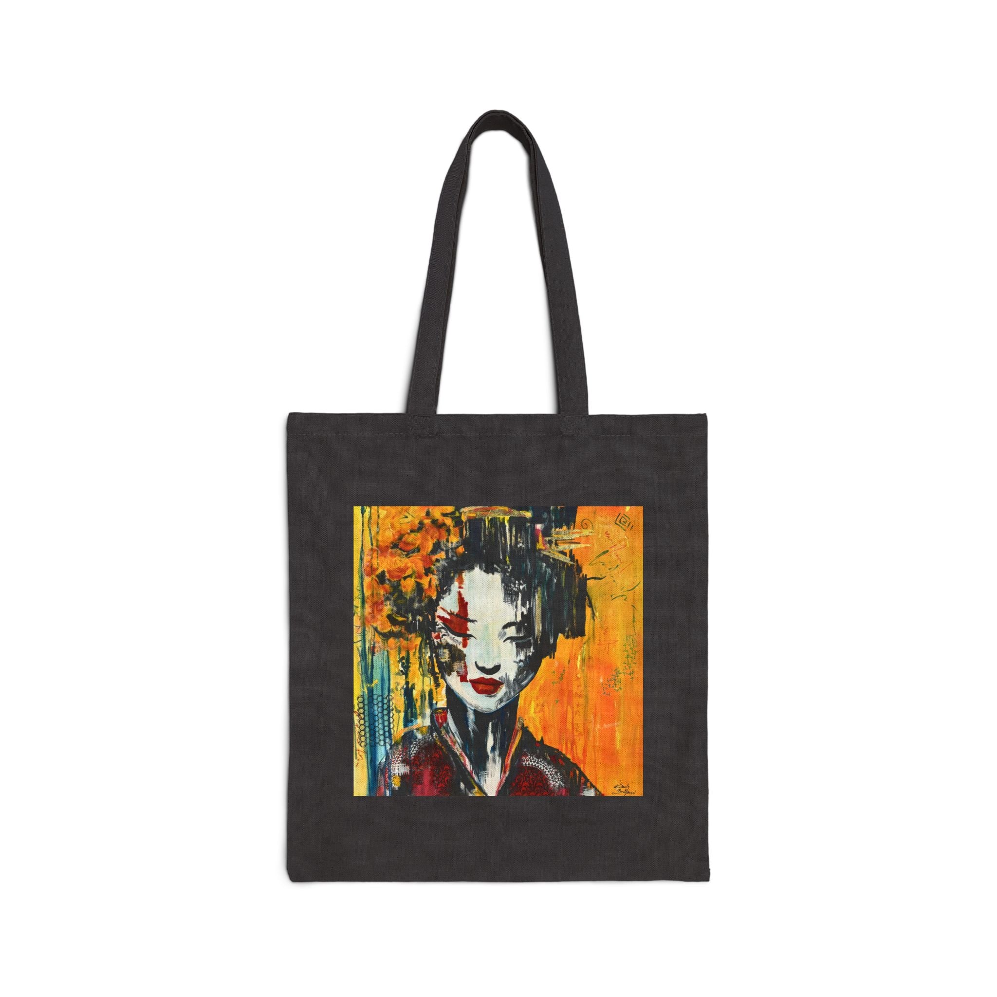 "Red Geisha" Art Cotton Canvas Tote Bag