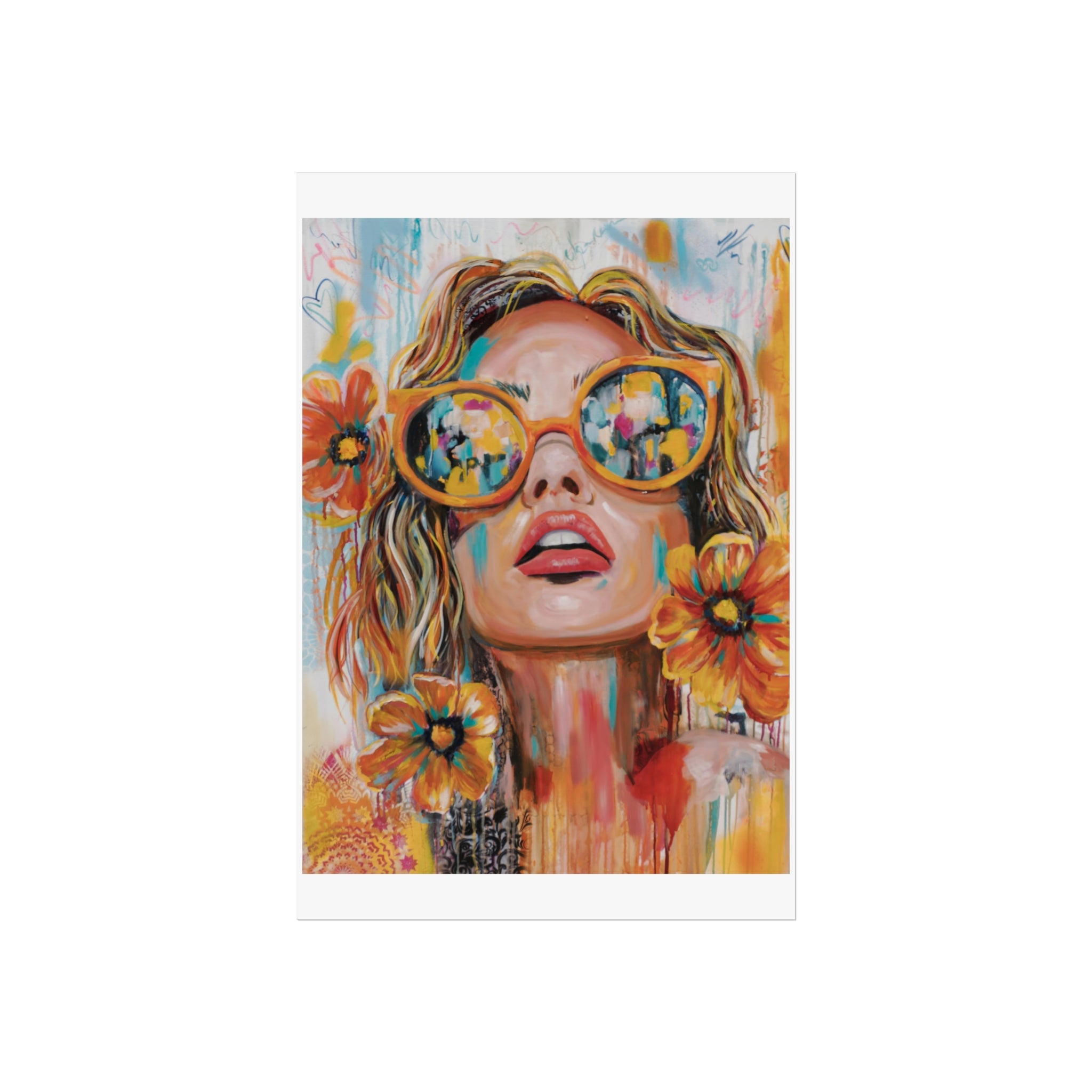 Vibrant Fine Art Poster, Colorful Home Decor, Wall Art Gift, Modern Interior Design, Floral Artwork