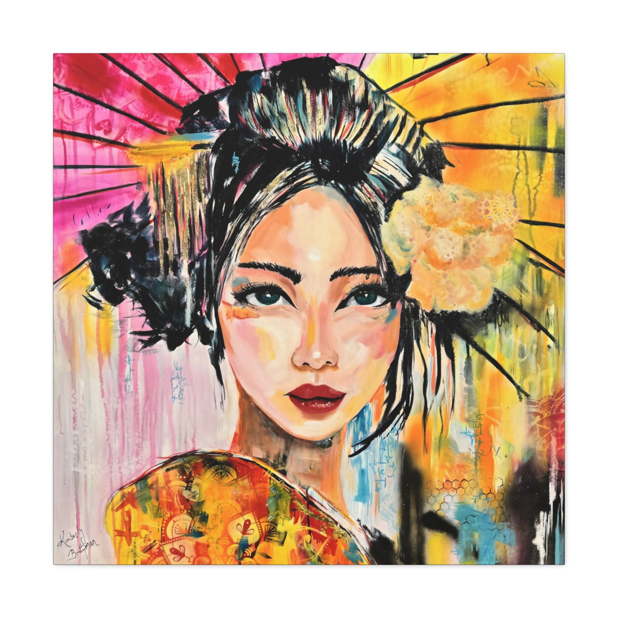 "Geisha with Parasol," Canvas Art