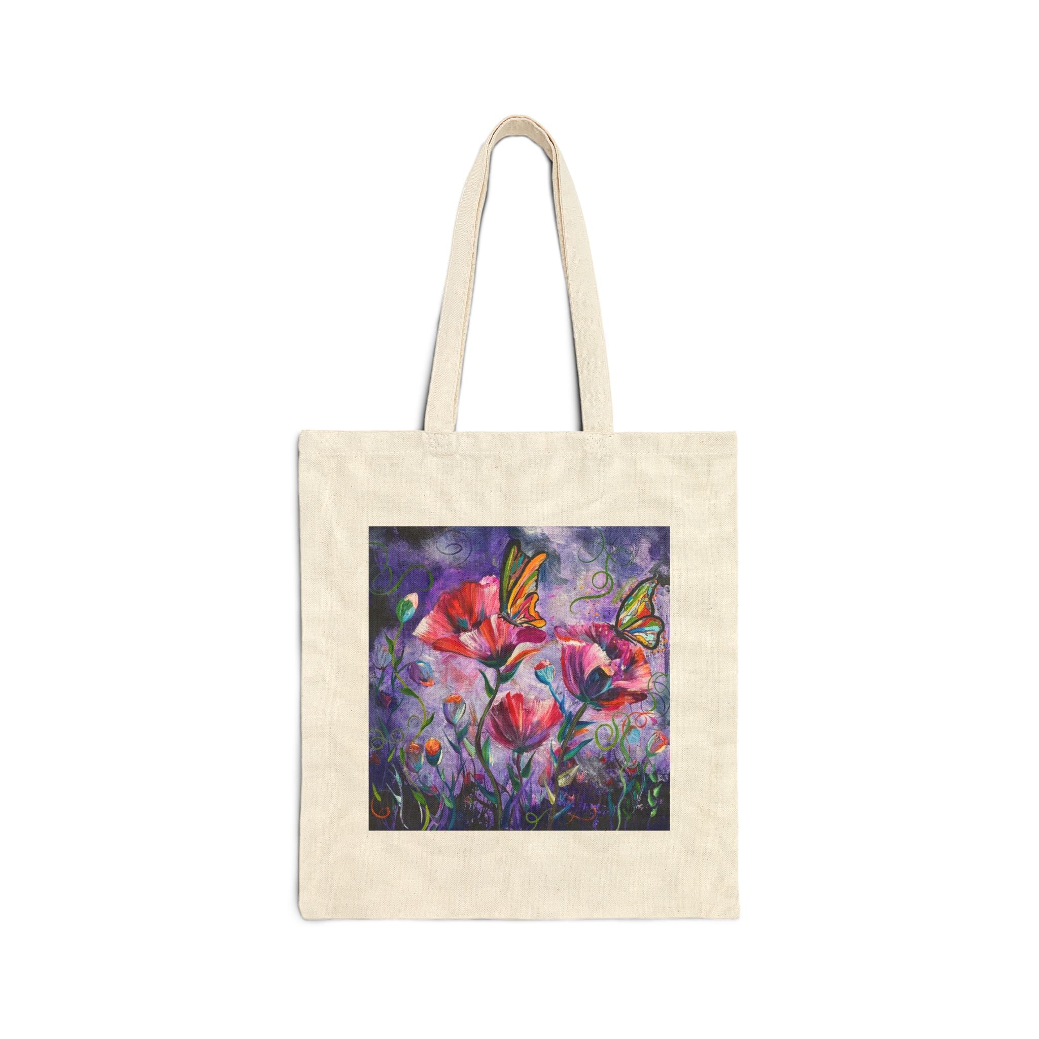 Vibrant Floral Cotton Canvas Tote Bag