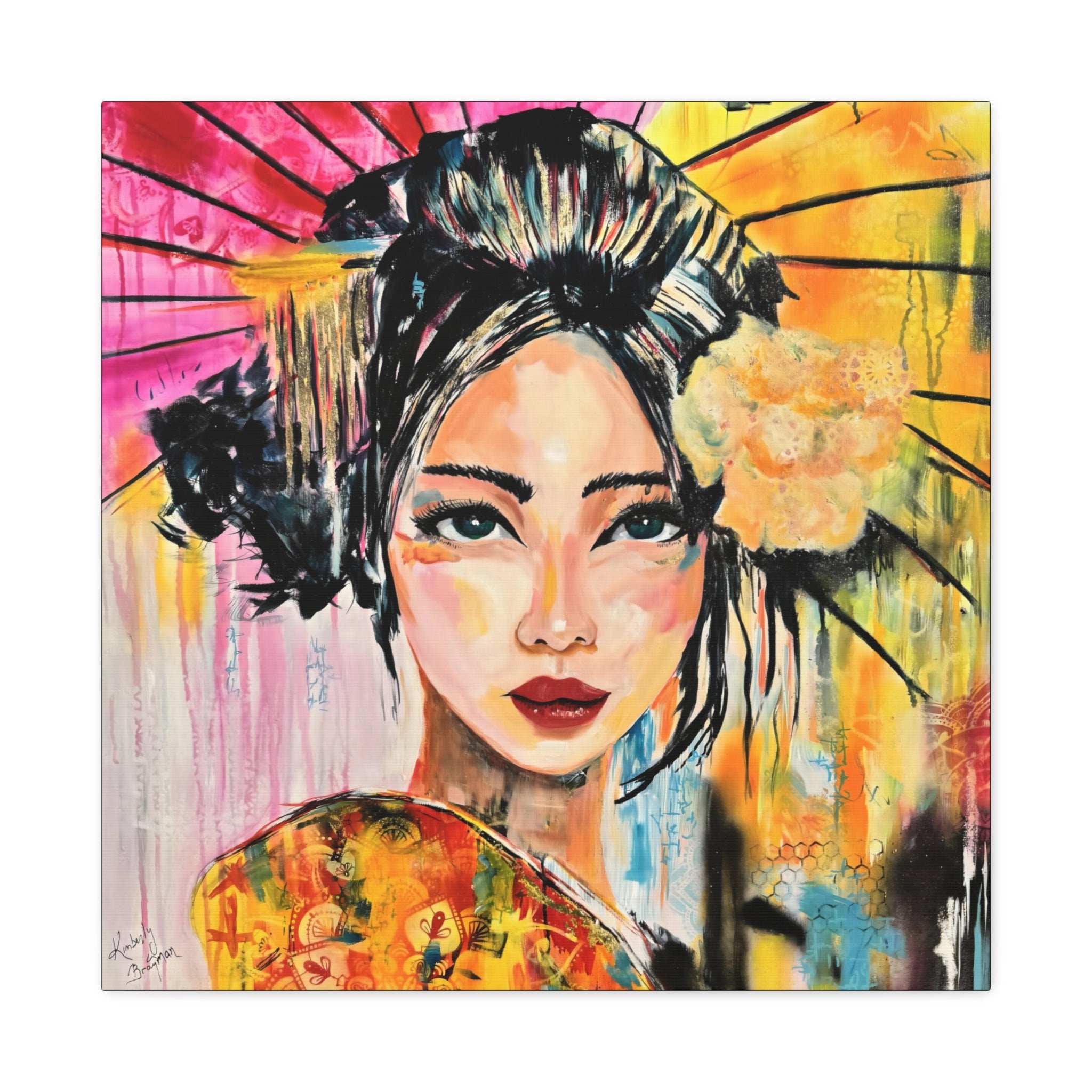 "Geisha with Parasol," Canvas Art