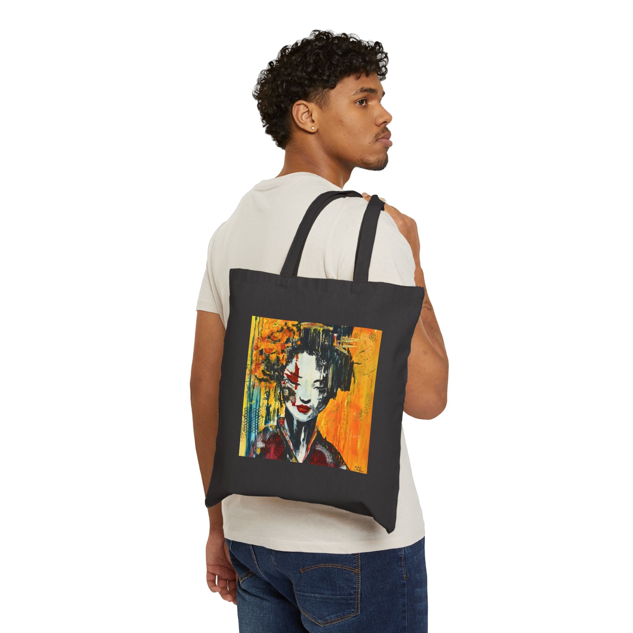"Red Geisha" Art Cotton Canvas Tote Bag