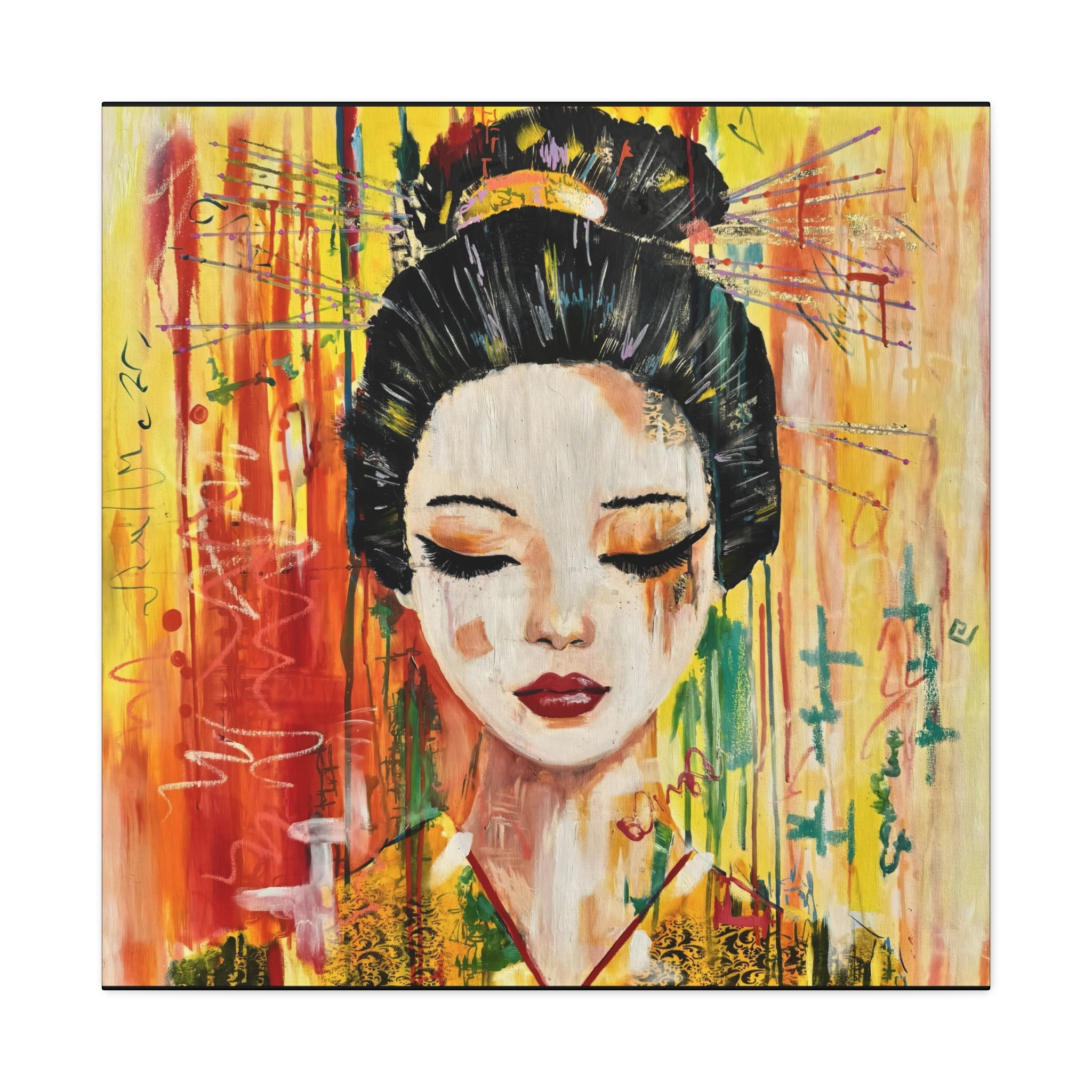"Yellow Geisha" Canvas  Art