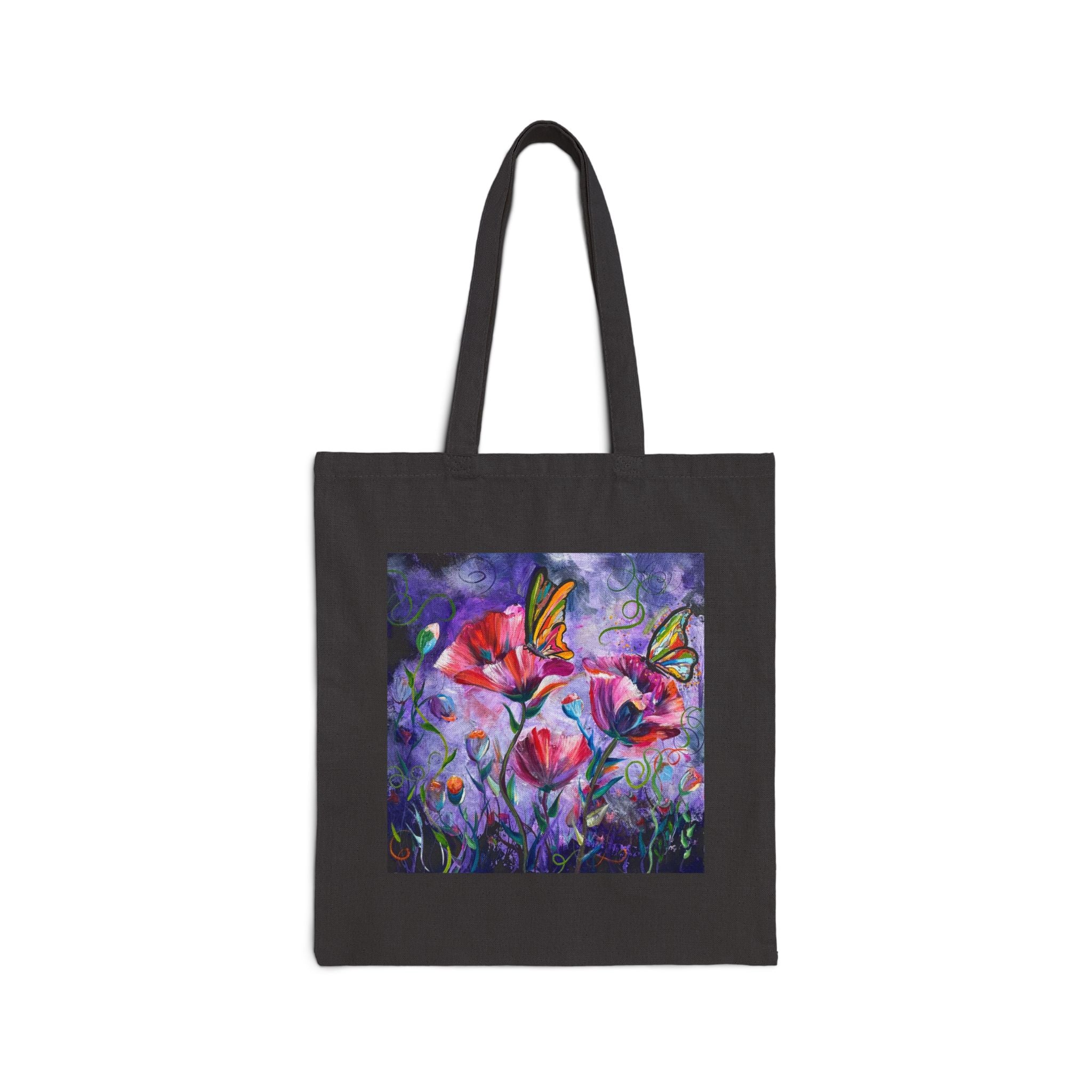 Vibrant Floral Cotton Canvas Tote Bag