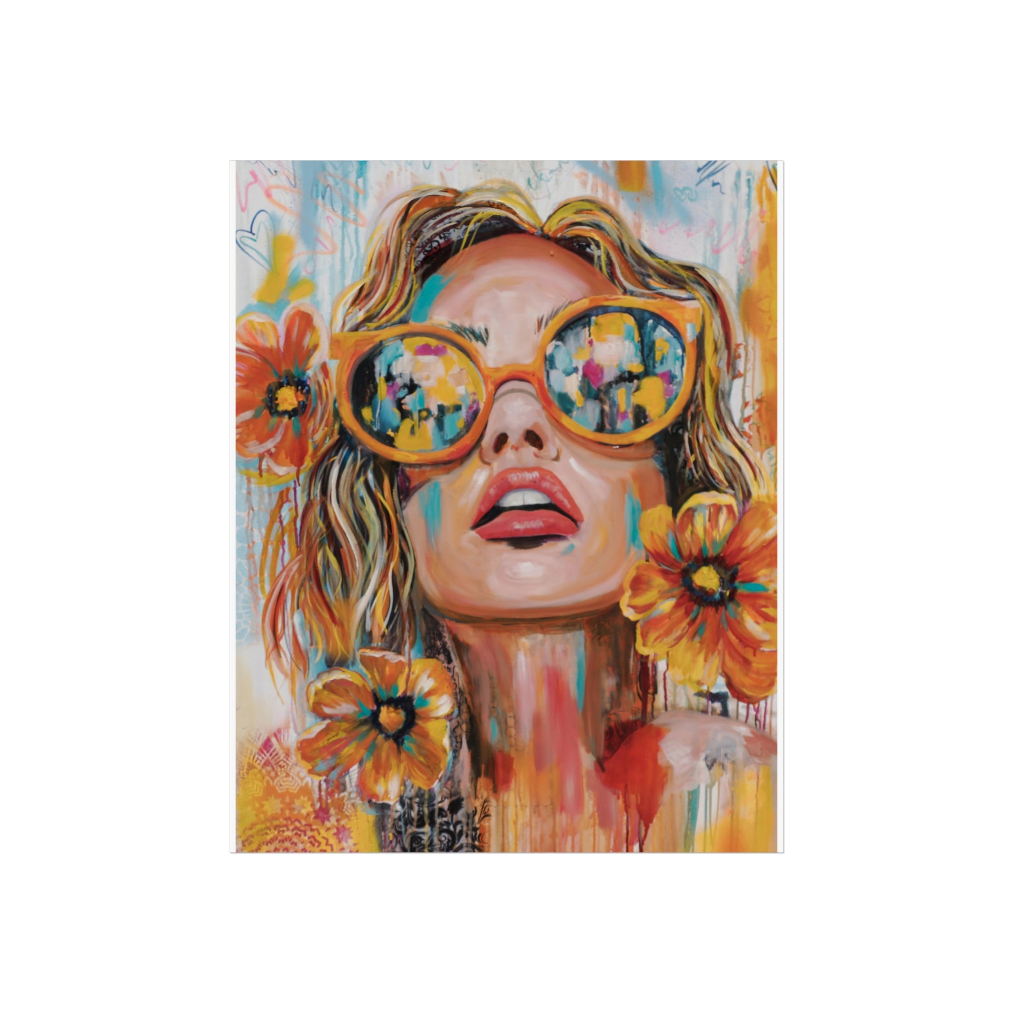 Vibrant Fine Art Poster, Colorful Home Decor, Wall Art Gift, Modern Interior Design, Floral Artwork