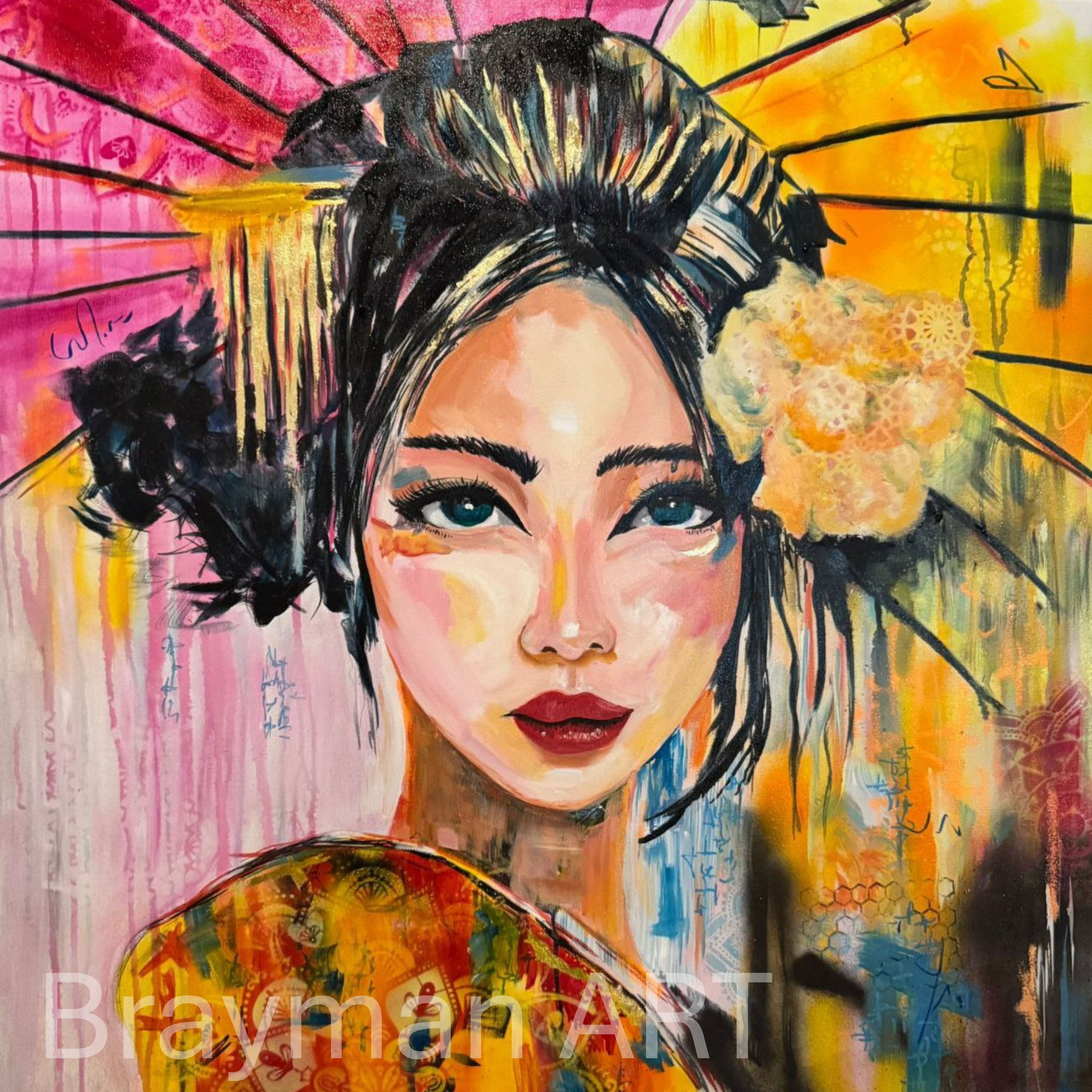 Geisha with Parasol – Original Artwork